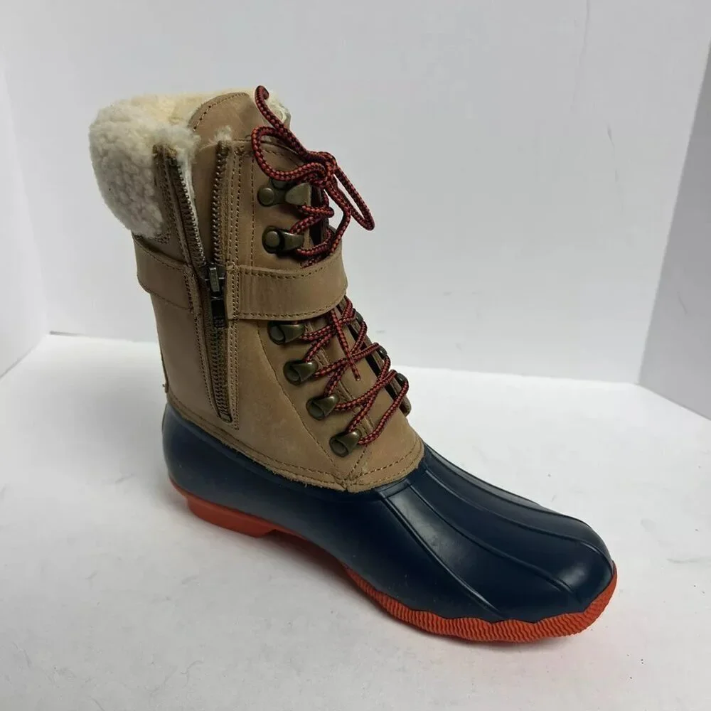 Sperry Womens Shearwater Winter Boot Tan/Navy 6.5 M